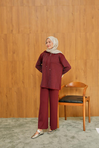 Taş Detay Triko Takım Bordo