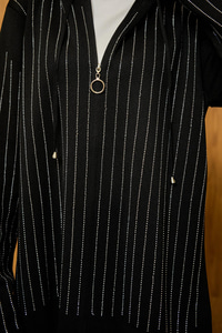 Taş Detay Triko Takım Siyah