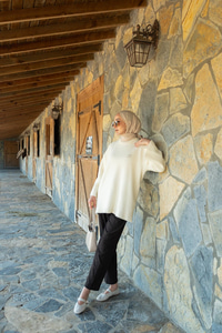 Taş Detay Triko Tunik Bej