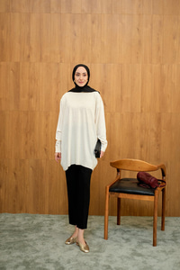 Taş Detay Triko Tunik Krem