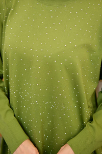 Taş Detay Triko Tunik Yeşil