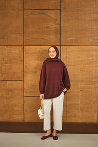 Taş Detay Tunik Bordo