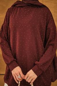 Taş Detay Tunik Bordo