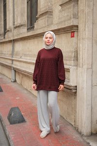 Taş Detay Tunik Bordo