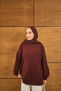 Taş Detay Tunik Bordo