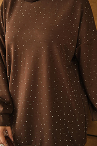 Taş Detay Tunik Kahverengi