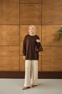 Taş Detay Tunik Kahverengi