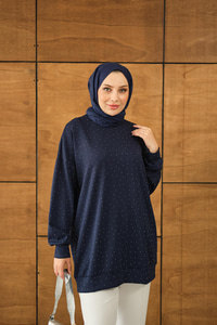 Taş Detay Tunik Lacivert