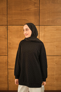 Taş Detay Tunik Siyah