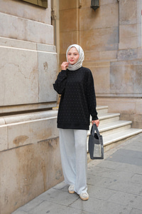 Taş Detay Tunik Siyah