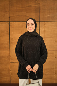 Taş Detay Tunik Siyah