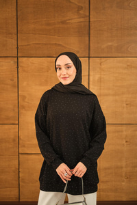 Taş Detay Tunik Siyah