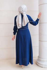 Taş Detaylı Abiye Lacivert