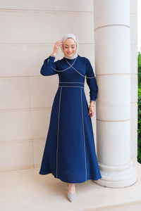 Taş Detaylı Abiye Lacivert