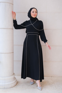 Taş Detaylı Abiye Siyah