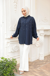 Taş Detaylı Gömlek Lacivert