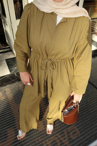 Taş Detaylı İkili Takım Haki Yeşil