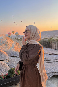 Taş Detaylı İkili Takım Kahverengi