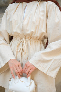 Taş Detaylı İkili Takım Krem