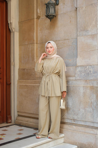 Taş Detaylı İkili Takım Küf Yeşil