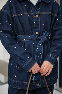 Taş Detaylı Kot Takım Lacivert