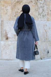 Taş Detaylı Trenç Füme