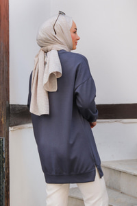 Taş Detaylı Tunik Koyu Gri