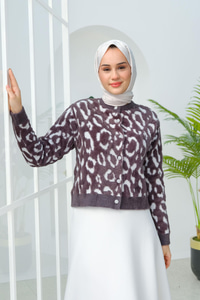 Taş Düğme Detaylı Peluş Hırka Antrasit