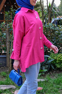 TAS DUGMELI DETAYLI GOMLEK FUSYA