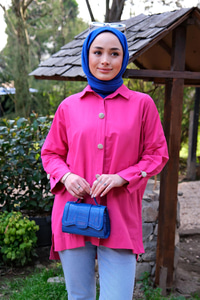 TAS DUGMELI DETAYLI GOMLEK FUSYA