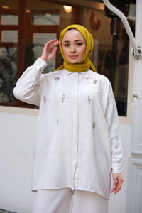 TAS ISLEMELI KETEN GOMLEK TAS