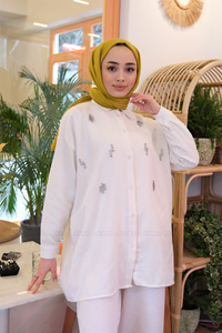 TAS ISLEMELI KETEN GOMLEK TAS