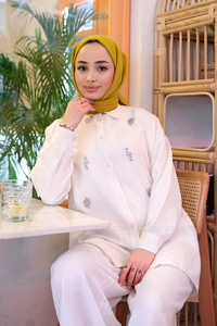 TAS ISLEMELI KETEN GOMLEK TAS