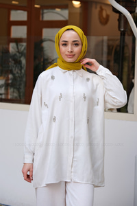 TAS ISLEMELI KETEN GOMLEK TAS