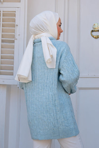 Taş İşlemeli Triko Hırka Bebe Mavi