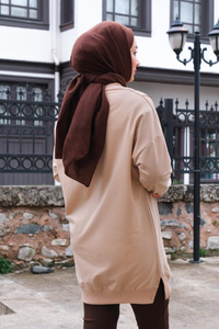 Taş İşlemeli Tunik Krem