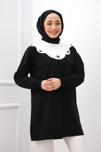 TAS ISLEMELI TUNIK SIYAH