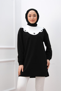 TAS ISLEMELI TUNIK SIYAH