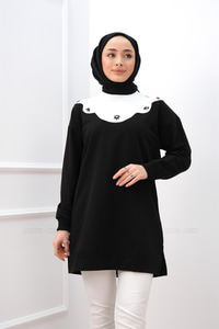 TAS ISLEMELI TUNIK SIYAH