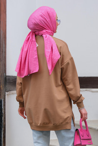 Taş İşlemeli Tunik  Vizon