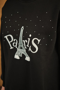 Taş Ve Nakış Detaylı Oversize Sweat Siyah