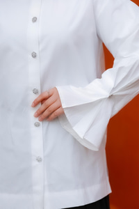 Tasarım Düğme Detaylı Gömlek Beyaz