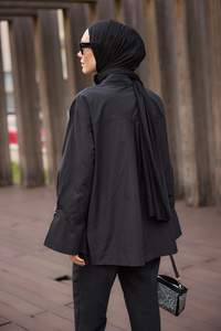 Tasarım Düğme Detaylı Tunik Siyah