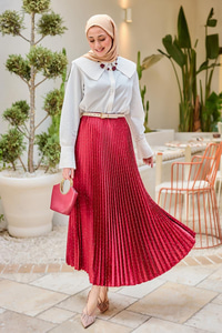 Taşlı Kraş Etek Bordo