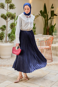 Taşlı Kraş Etek Lacivert