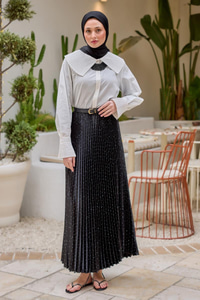 Taşlı Kraş Etek Siyah