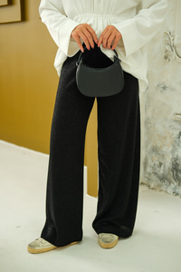 Taşlı Triko Pantolon Siyah