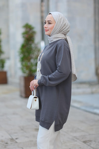 Tavşan Nakışlı Sweat Antrasit