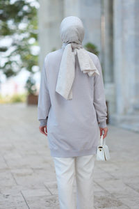 Tavşan Nakışlı Sweat Gri