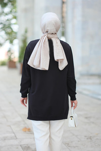 Tavşan Nakışlı Sweat Siyah